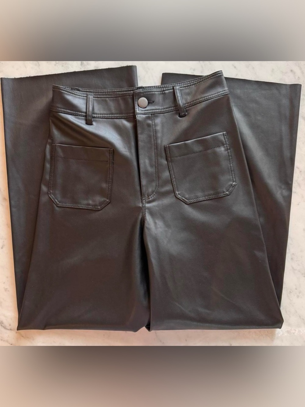 Brand New Zara High Waisted Faux Leather Straight Pants Size 28